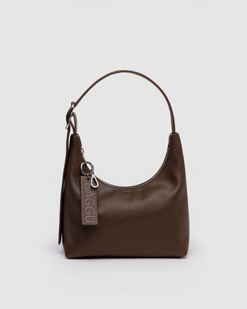 Mini Recycled Leather Shoulder Bag in Brown