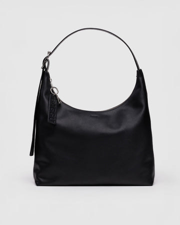 Recycled Leather Shoulder Bag in Black