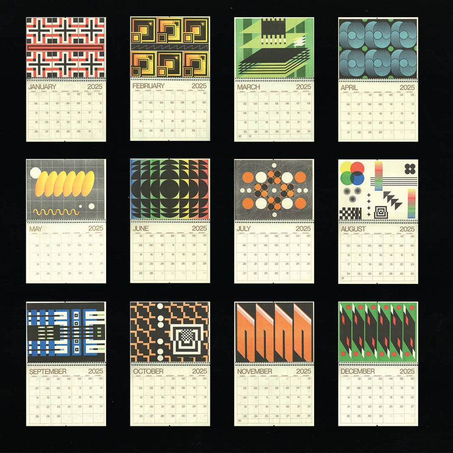 Mid-Century Modern Shapes Risograph 2025 Calendar