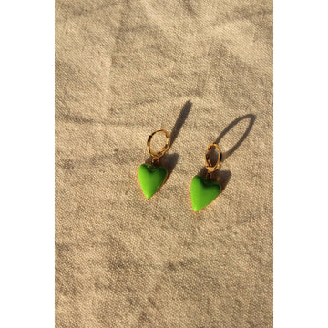 Heart Earrings in Green