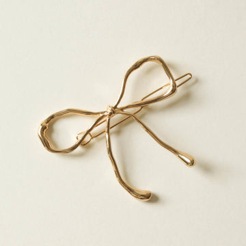 Gold Bow Metal Barrette Hair Clip
