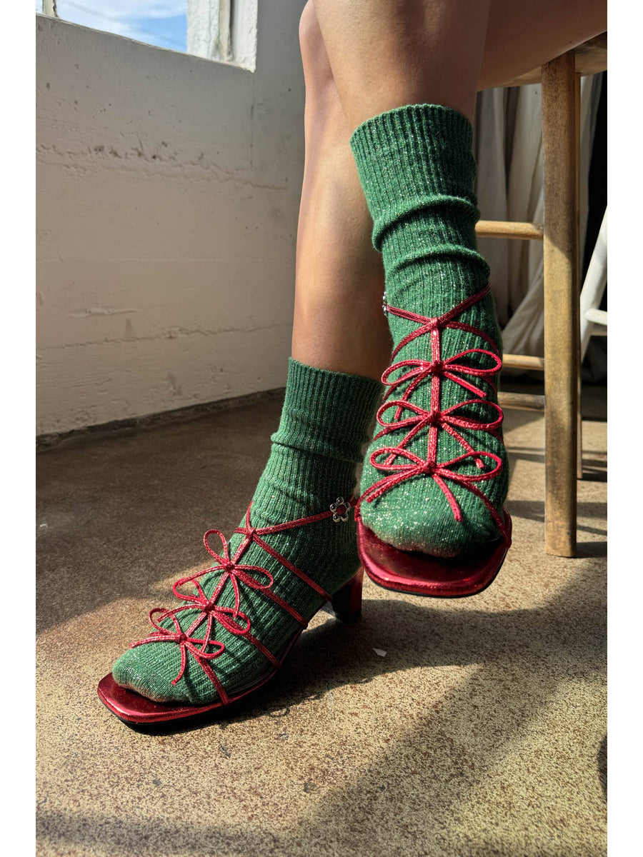 Winter Sparkle Socks in Evergreen