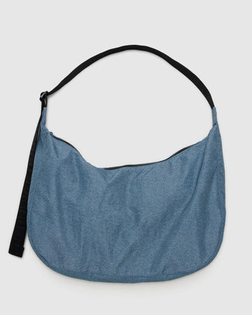 Large Nylon Crescent Bag in Digital Denim