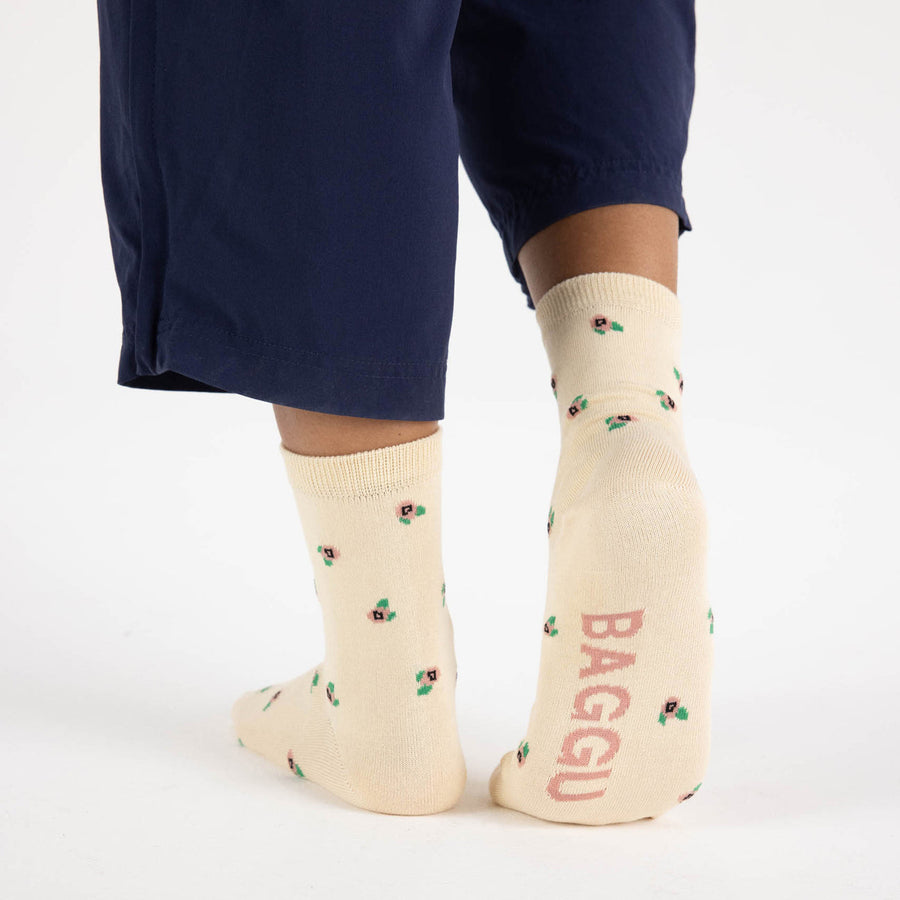 Crew Socks in Cream Rosette