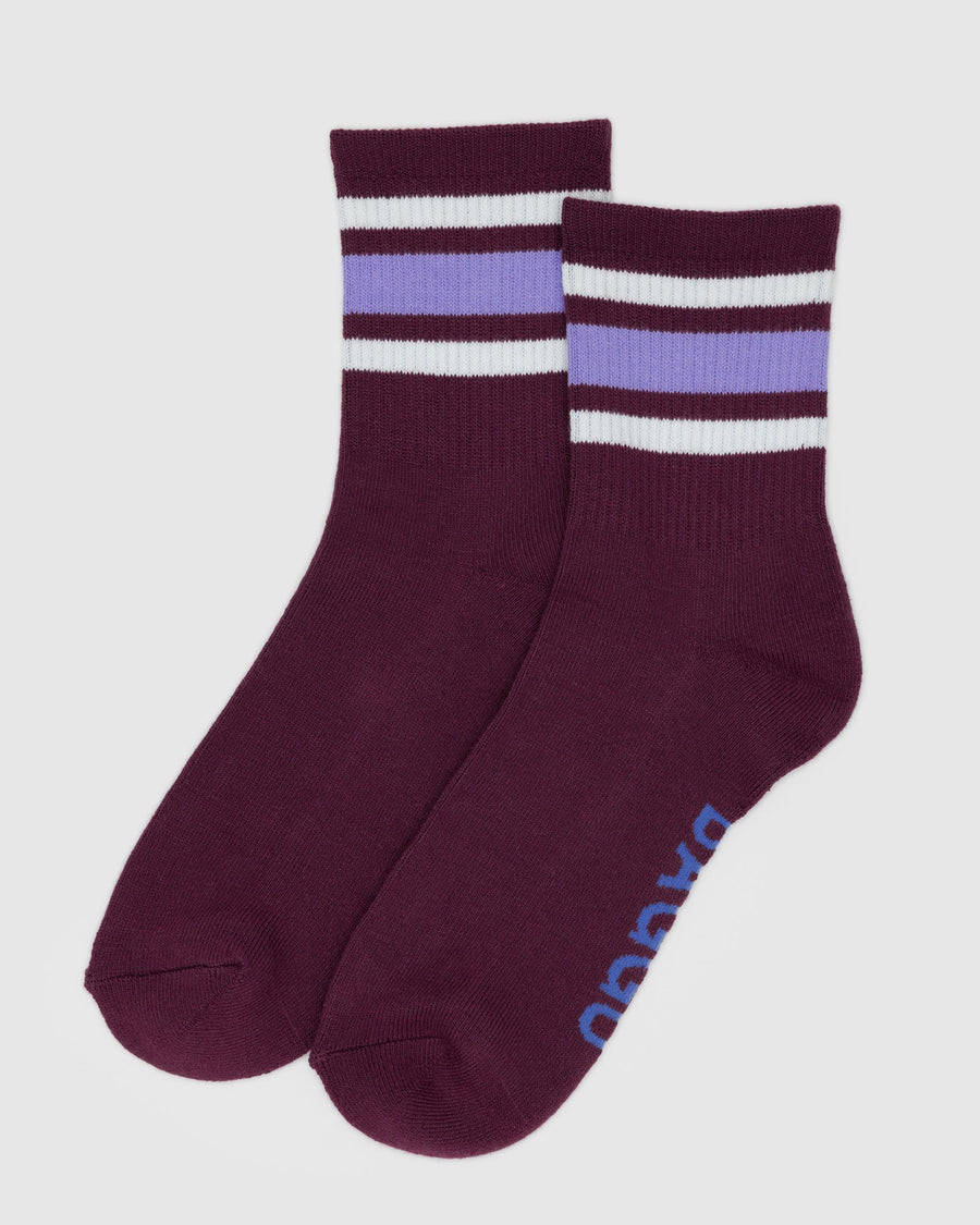 Ribbed Sock in Mahogany Stripe