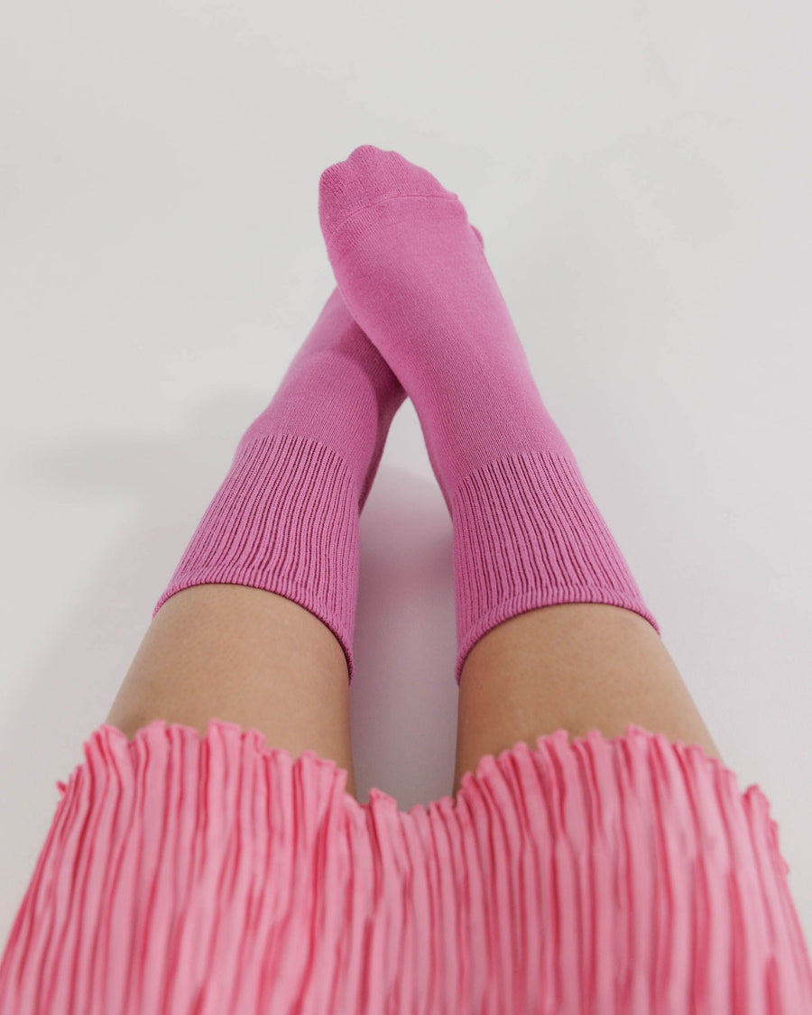 Ribbed Sock in Extra Pink