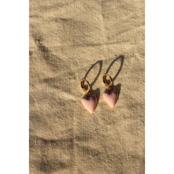 Heart Earrings in Pink