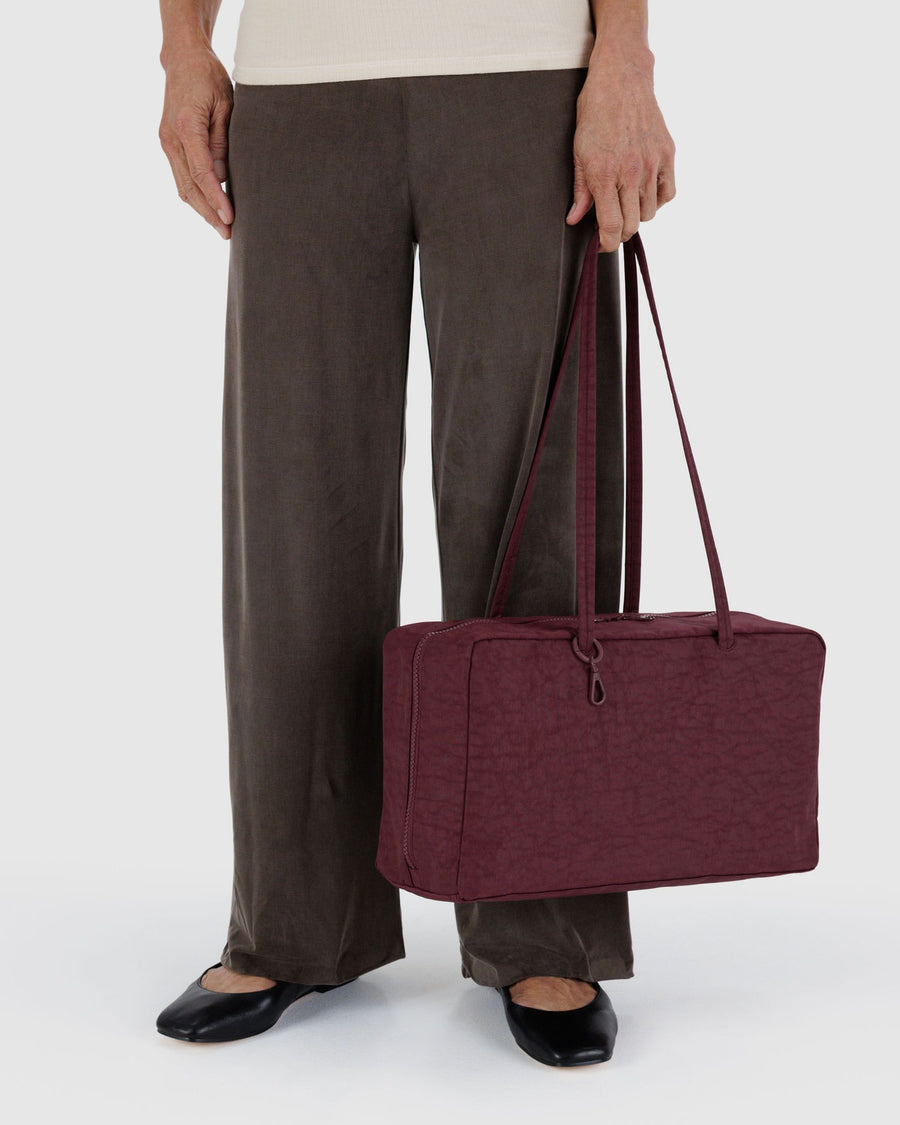 Medium Nylon Bowler Bag in Mahogany