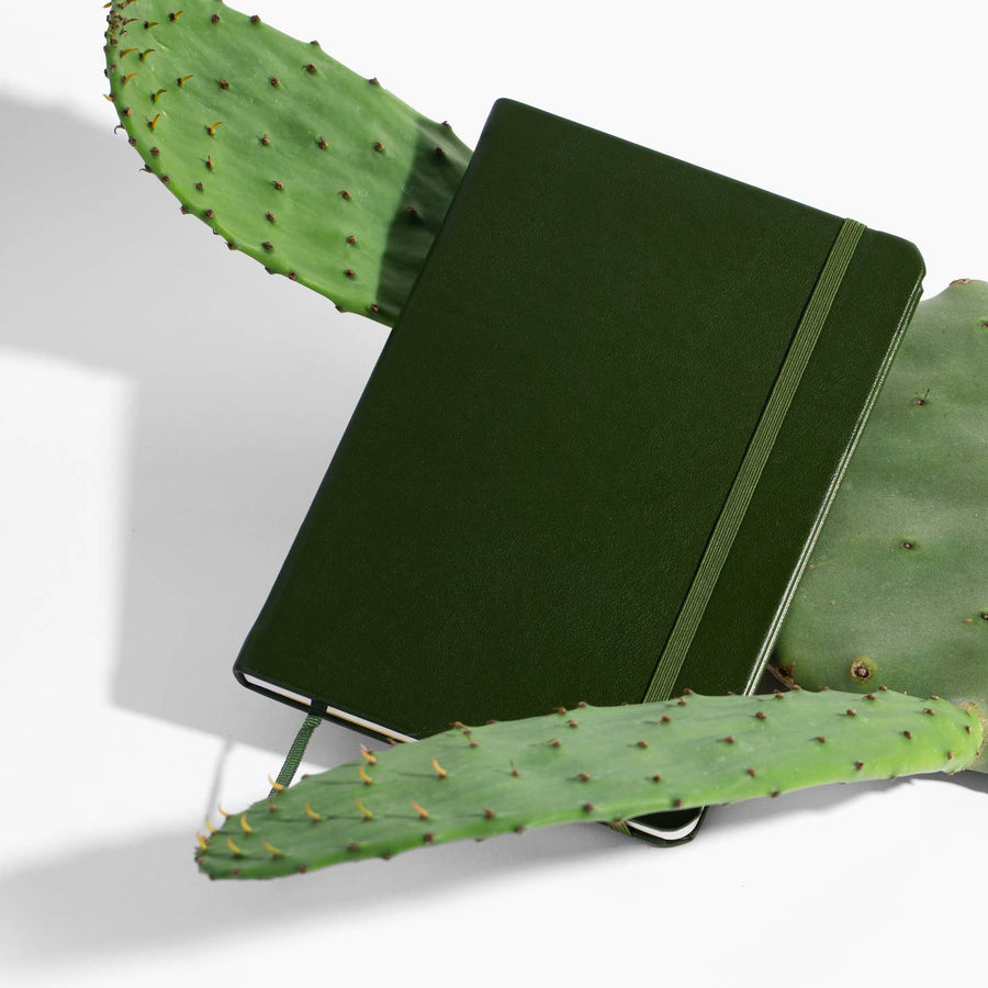 Green Cactus Leather Lined Journal