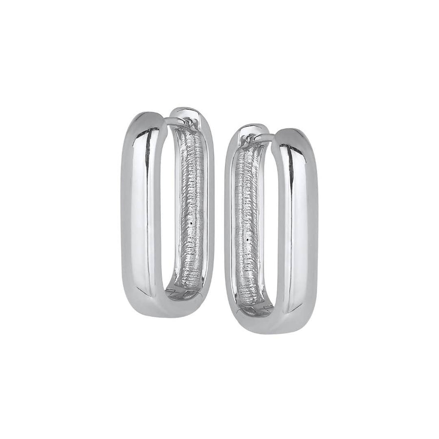 Emma Elongated Hoop Earrings in Silver