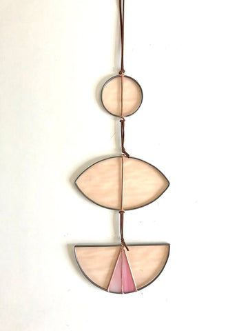 Moon Phase Stained Glass Mobile in Peach