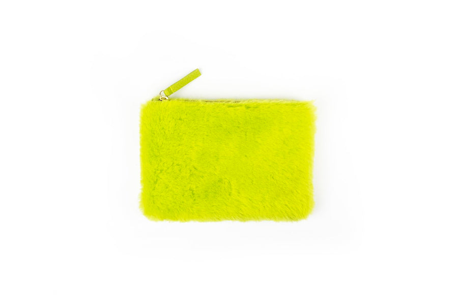 LIME SHEARLING POUCH