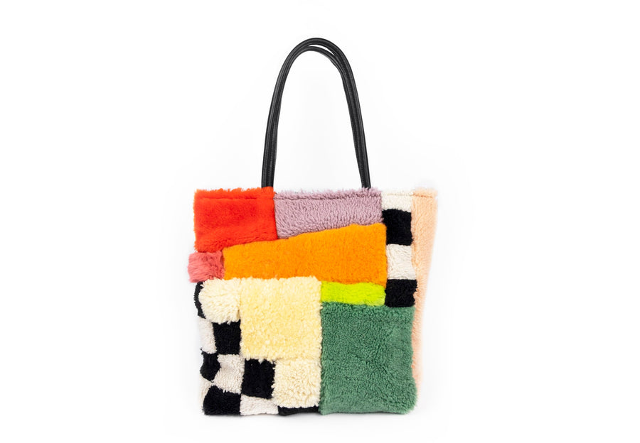 Playground Shearling Patchwork Tote