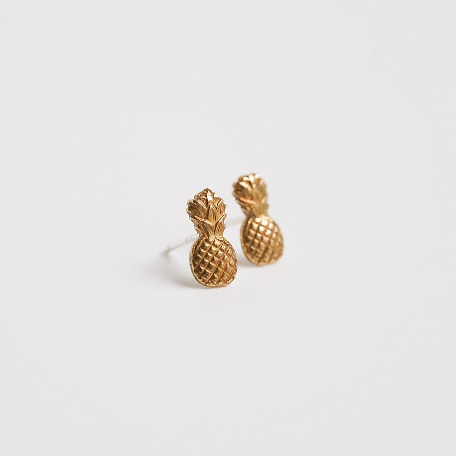 Brass Pineapple Stud Earrings