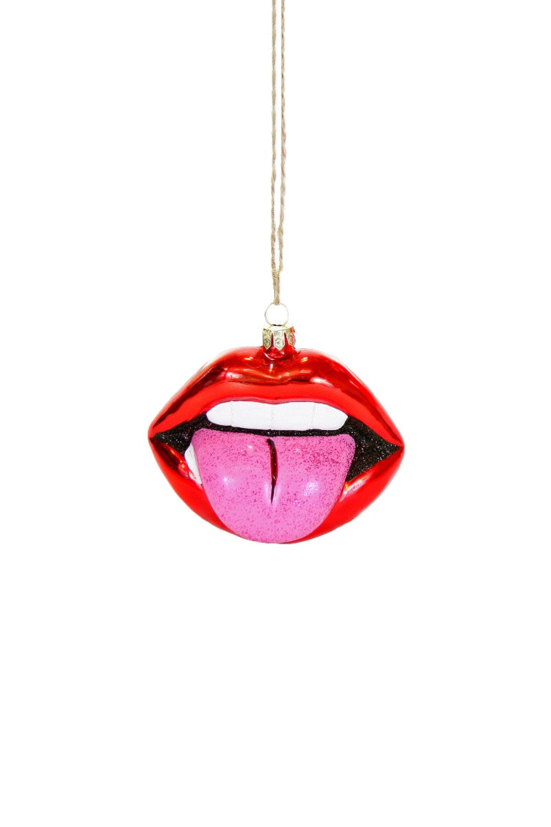 Glittery Tongue Sticking Out Ornament