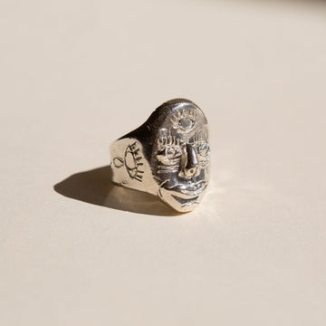 Sculpted Face Ring in Sterling Silver